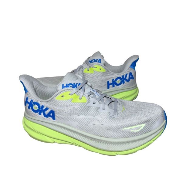 Hoka One One Clifton 9 Men\'s Gray and Neon Yellow Athletic Shoes size 13 D main image 5